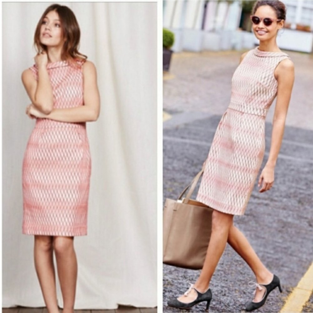 Boden Martha Pink Diamond Print Sheath Dress 4R